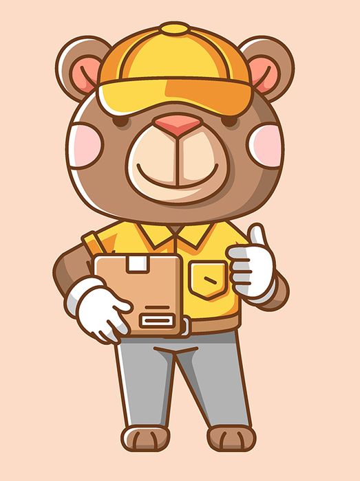 Hình ảnh chú gấu giao hàng file vector mẫu CR169