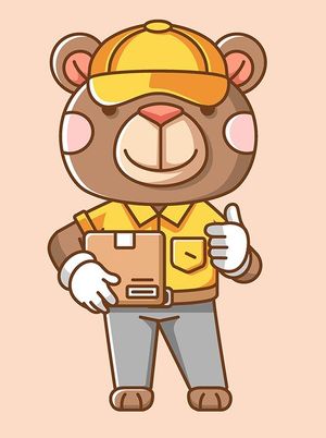 Hình ảnh chú gấu giao hàng file vector mẫu CR169