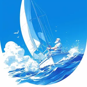 Hình ảnh con thuyền buồm lướt sóng file vector mẫu HH167