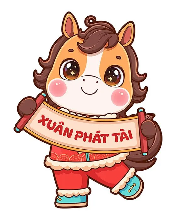 Linh Vật Ngựa Tết XUÂN PHÁT TÀI Minh Họa Vector Dễ Thương