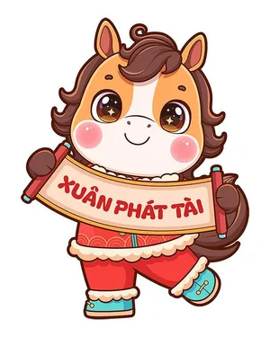 Linh Vật Ngựa Tết XUÂN PHÁT TÀI Minh Họa Vector Dễ Thương
