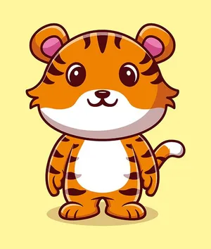 Hình ảnh chú hổ con đừng nghiêm flie vector mẫu KS52