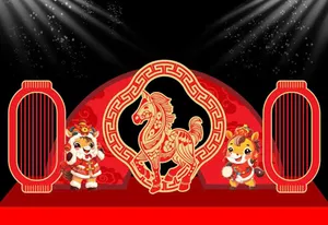 Backdrop Tết Nguyên Đán Năm Ngọ Đỏ Vàng - File Vector CDR Sắc Nét