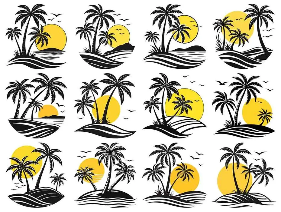 Bộ sưu tập cây dừa file vector mẫu KS577