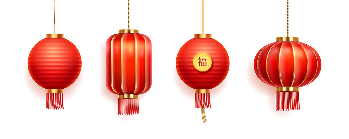 Hình ảnh đèn lồng màu đỏ trang trí lễ hội tết file vector mẫu CR332