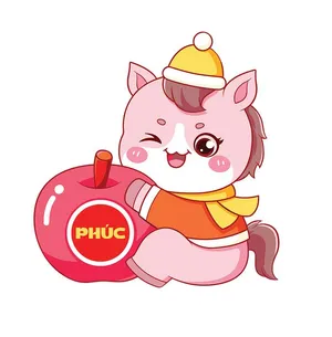 Linh Vật Ngựa Tết Ấm Áp Cùng Táo Phúc - Thiết Kế Vector EPS