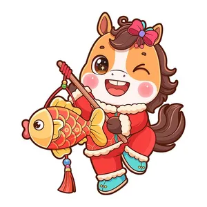 Linh Vật Ngựa Tết Dễ Thương - Hình Minh Họa Vector EPS Chất Lượng Cao