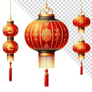 Hình ảnh đèn lồng tròn màu đỏ trang trí dịp tết file PNG mẫu CR520