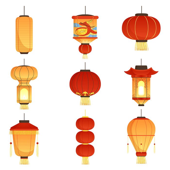 Hình ảnh đèn lồng trang trí lễ hội tết file vector mẫu CR334