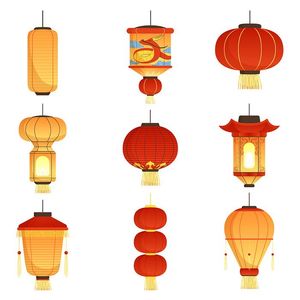 Hình ảnh đèn lồng trang trí lễ hội tết file vector mẫu CR334