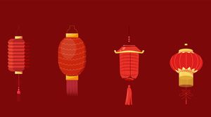 Hình ảnh đèn lồng màu đỏ file vector mẫu CR473