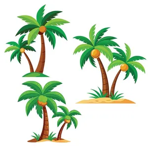Hình ảnh cây dừa trên đảo file vector mẫu KS637
