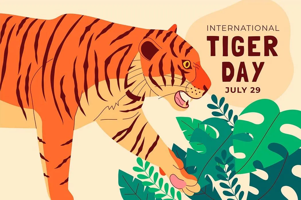 Banner chú hổ đang đi trong rừng flie vector mẫu KS63