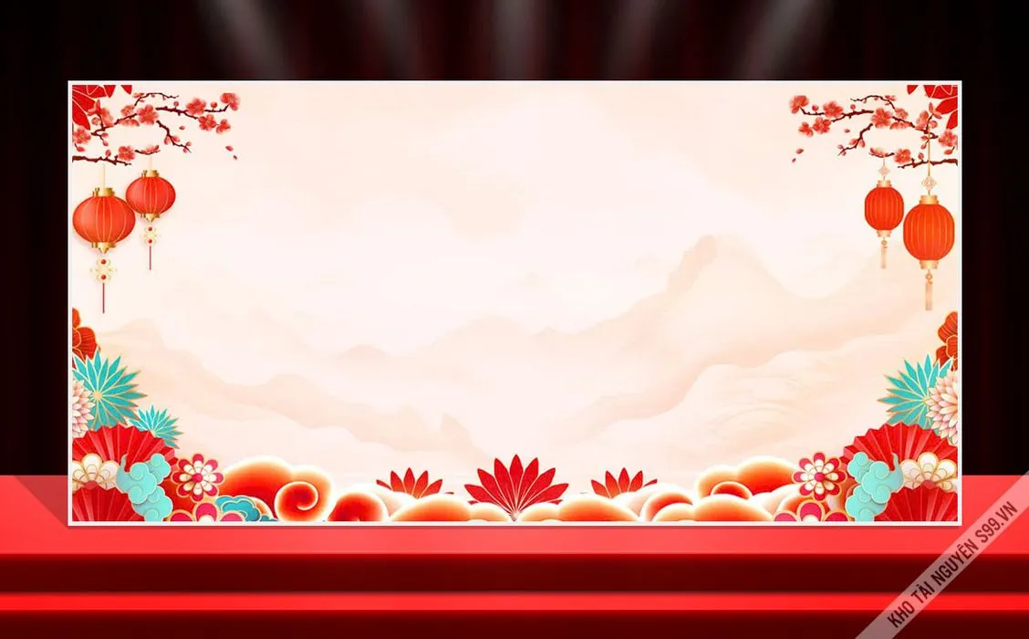 Background Tết Nguyên Đán Đỏ May Mắn - File CDR Vector Sẵn Sàng Thiết Kế