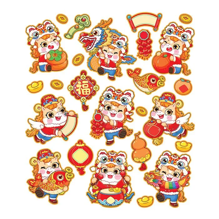 Linh Vật Ngựa Tết Nguyên Đán Dễ Thương - Bộ Sưu Tập Hình Minh Họa EPS