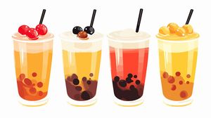 Hình ảnh cốc trà sữa vị hoa quả file vector mẫu CR743