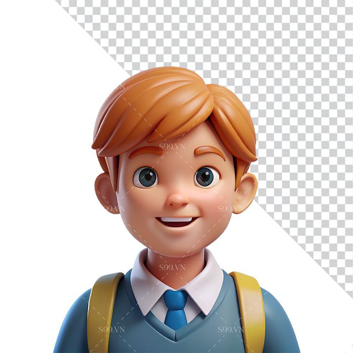 Hình ảnh cậu học sinh 3D file PNG mẫu CR876
