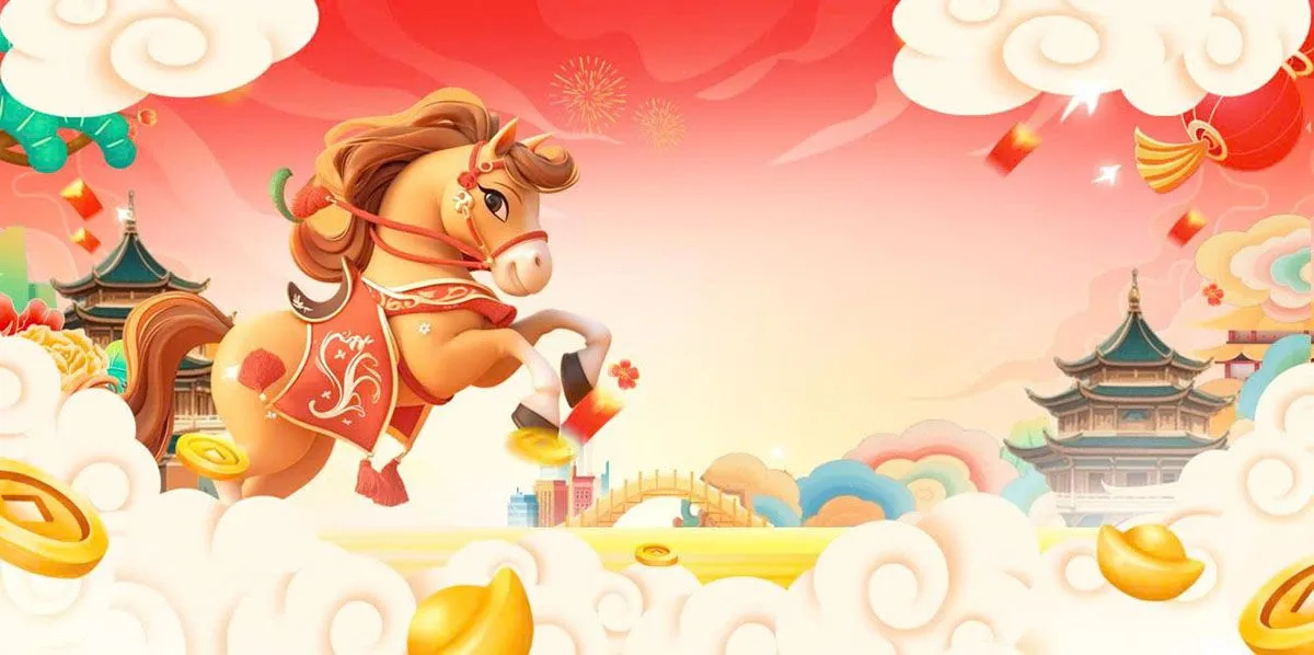 Background Tết Việt Nam Năm Ngựa May Mắn, Phong Cách Hoạt Hình