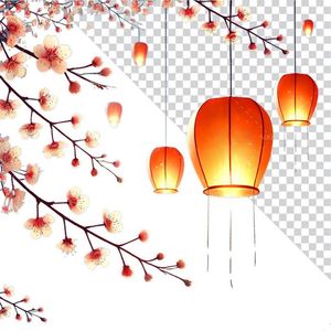 Hình ảnh đèn lồng hình tròn màu đỏ file PNG mẫu CR550