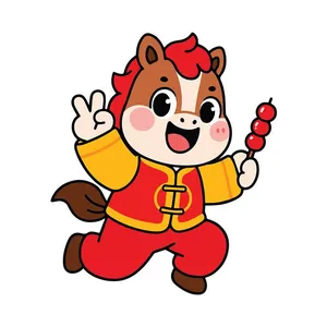 Linh Vật Ngựa Tết Dễ Thương - Hình Minh Họa Vector EPS