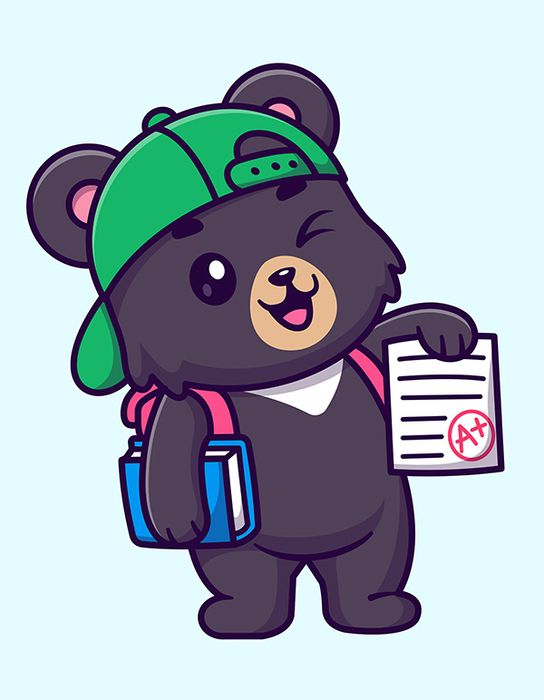 Hình ảnh chú gấu đi học file vector mẫu CR88