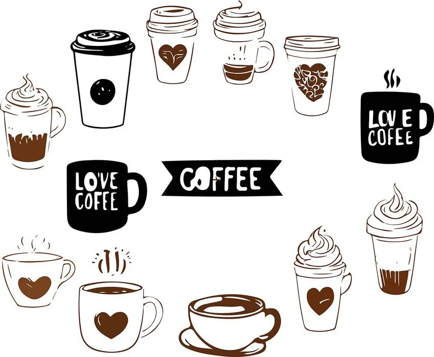 Hình ảnh cốc cafe file vector mẫu KS813