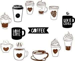 Hình ảnh cốc cafe file vector mẫu KS813