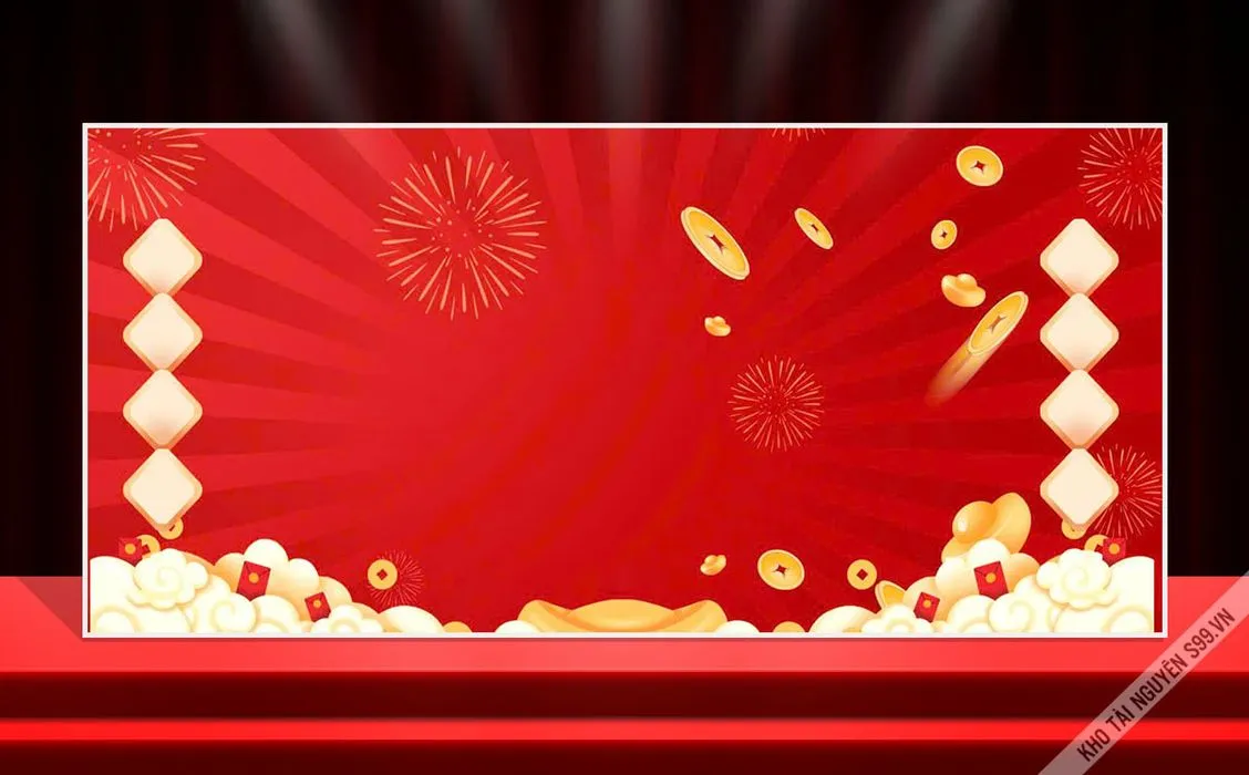 Background Tết Đỏ May Mắn - Thiết Kế Đồ Họa Vector CDR