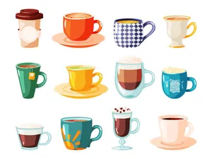 Hình ảnh cốc cafe file vector mẫu KS808