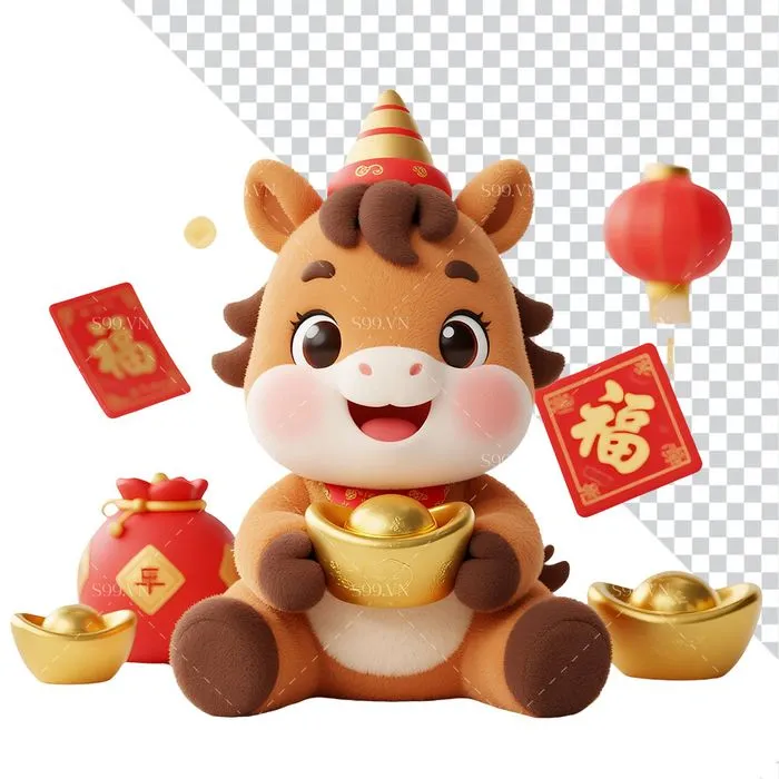 Linh Vật Ngựa Tết 2024 PNG – Hình Minh Họa Dễ Thương Độ Phân Giải Cao