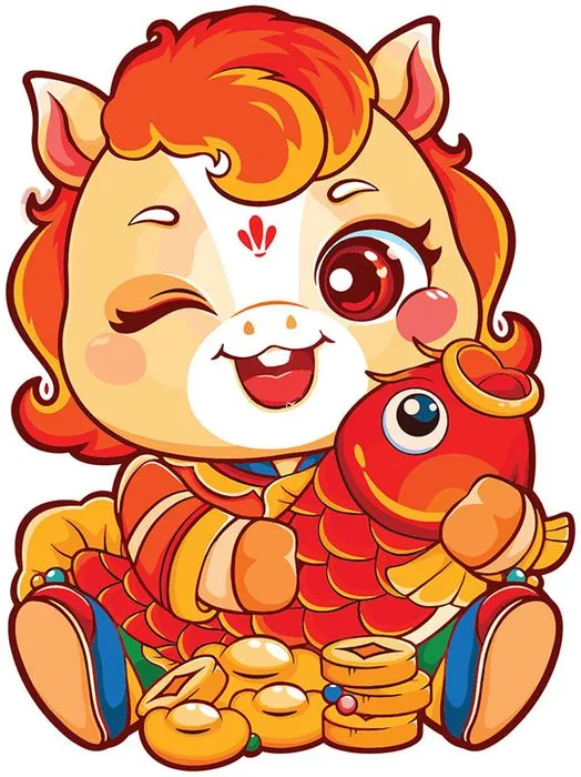 Linh Vật Ngựa Tết Nguyên Đán Dễ Thương - Minh Họa Vector EPS