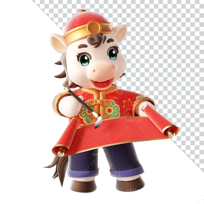 Hình minh họa Ngựa Tết Nguyên Đán Dễ Thương - File PNG Chất Lượng Cao