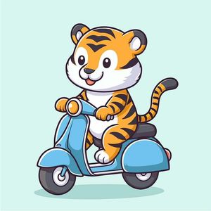 Hình ảnh chú hổ đi xe máy file vector mẫu CR1486