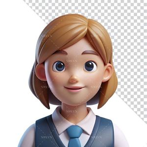 Hình ảnh học sinh nữ 3D file PNG mẫu CR894