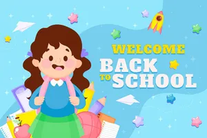 Banner bé đi tới trường file vector mẫu KS258