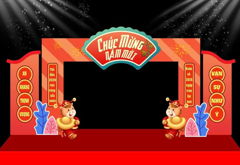 Backdrop Tết 2026 Đinh Dậu - Chúc Mừng Năm Mới Vector CDR Đẹp