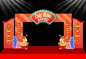 Backdrop Tết 2026 Đinh Dậu - Chúc Mừng Năm Mới Vector CDR Đẹp