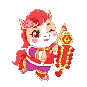 Linh Vật Ngựa Tết Nguyên Đán Dễ Thương - Minh Họa Vector EPS