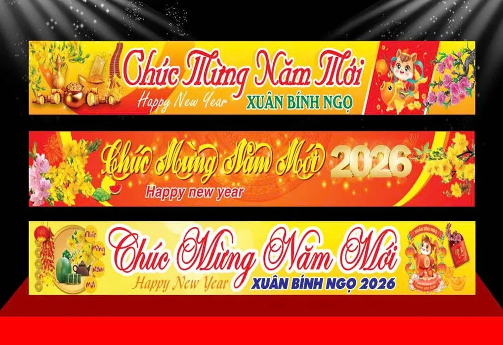 Banner Tết 2026 Chúc Mừng Năm Mới - File Vector CDR Đa Dạng