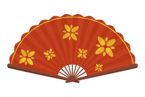 Hình ảnh cái quạt cầm tay màu đỏ file vector mẫu OC20