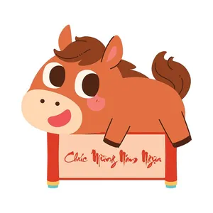 Ngựa Linh Vật Tết Nguyên Đán Dễ Thương - Hình Minh Họa EPS Vector