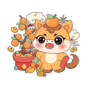 Hình Minh Họa Ngựa Tết Dễ Thương - Chúc Mừng Năm Mới