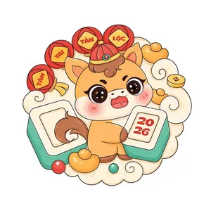 Hình Minh Họa Ngựa Tết 2026 Phong Cách Hoạt Hình Dễ Thương - File EPS