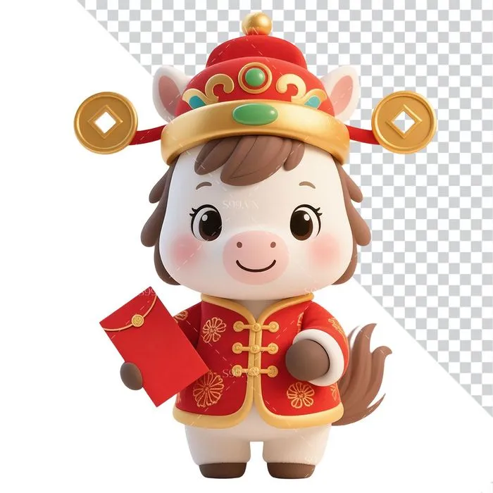 Linh Vật Ngựa Tết Nguyên Đán Dễ Thương - File PNG Nền Trong Suốt