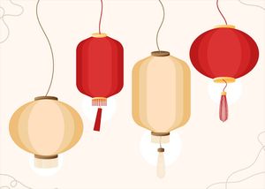 Hình ảnh đèn lồng treo màu đỏ hình tròn cổ xưa file vector mẫu CR445