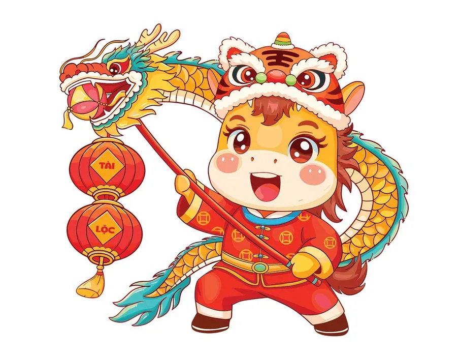 Linh Vật Ngựa Tết Nguyên Đán Dễ Thương - Hình Minh Họa Vector EPS