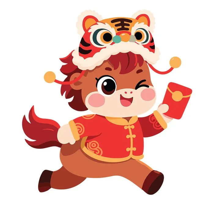 Linh Vật Ngựa Tết Nguyên Đán Dễ Thương - Minh Họa Vector EPS