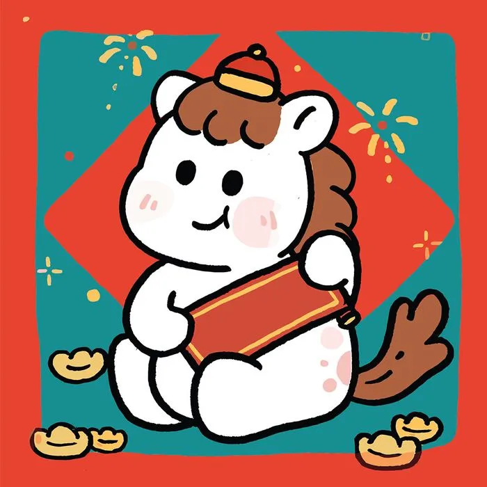 Linh vật Ngựa Tết 2026 Minh họa hoạt hình dễ thương – File Vector EPS