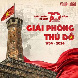 Banner chào mừng ngày giải phóng thủ đô file PSD mẫu CR1418