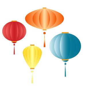 Hình ảnh đèn lồng nhiều màu sắc file vector mẫu CR294